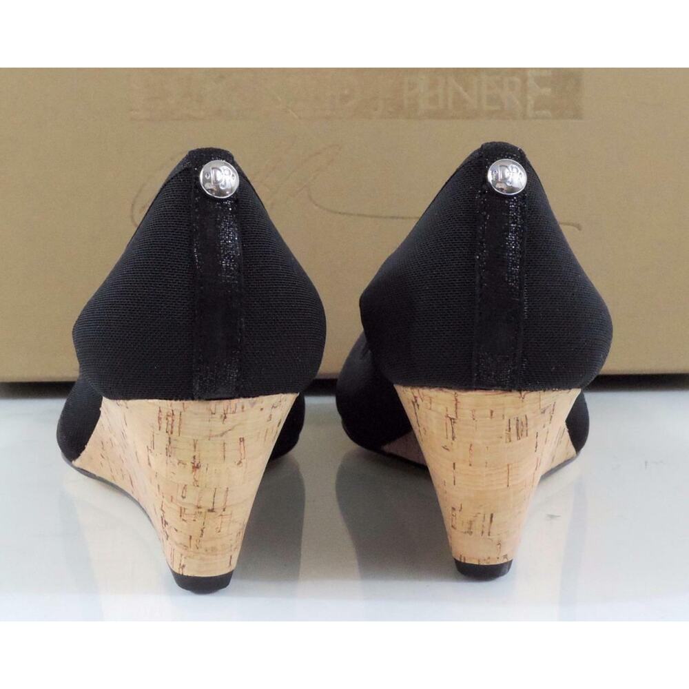 Donald J Pliner Molly Open Toe Wedge Pumps Black Stretch Size 7.5 - Picture 6 of 8